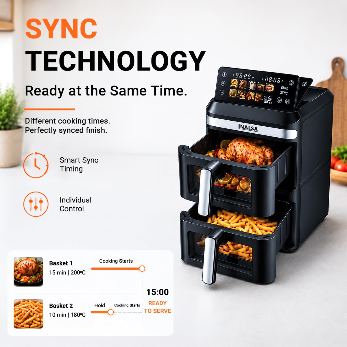Inalsa Nutri Fry Dual Zone Air Fryer 2100 W