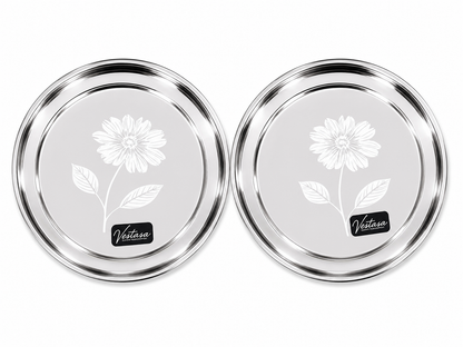 Vestasa Stainless Steel Full Plate, Round, Mirror Finish, Set of 6