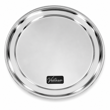 Vestasa Stainless Steel Full Plate, Round, Mirror Finish, Set of 6