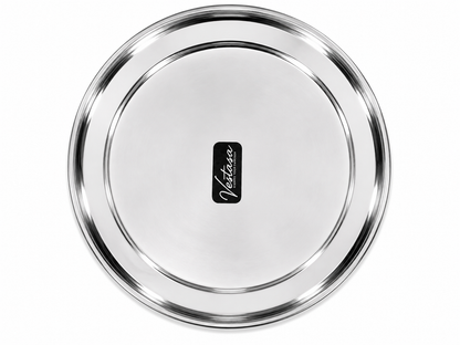 Vestasa Stainless Steel Full Plate, Round, Mirror Finish, Set of 6