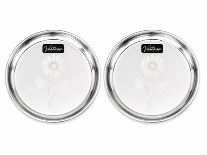 Vestasa Stainless Steel Quarter Plate, Round, Mirror Finish, Set of 6
