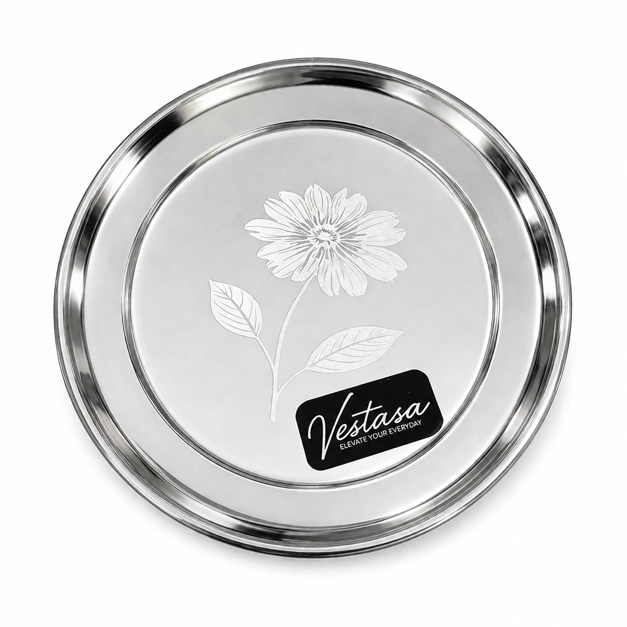 Vestasa Stainless Steel Quarter Plate, Round, Mirror Finish, Set of 6