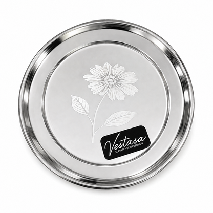 Vestasa Stainless Steel Quarter Plate, Round, Mirror Finish, Set of 6