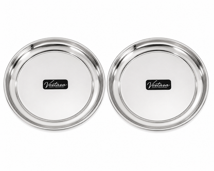 Vestasa Stainless Steel Quarter Plate, Round, Mirror Finish, Set of 6