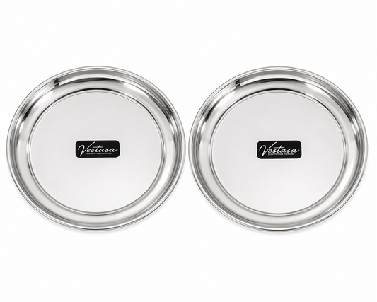 Vestasa Stainless Steel Quarter Plate, Round, Mirror Finish, Set of 6