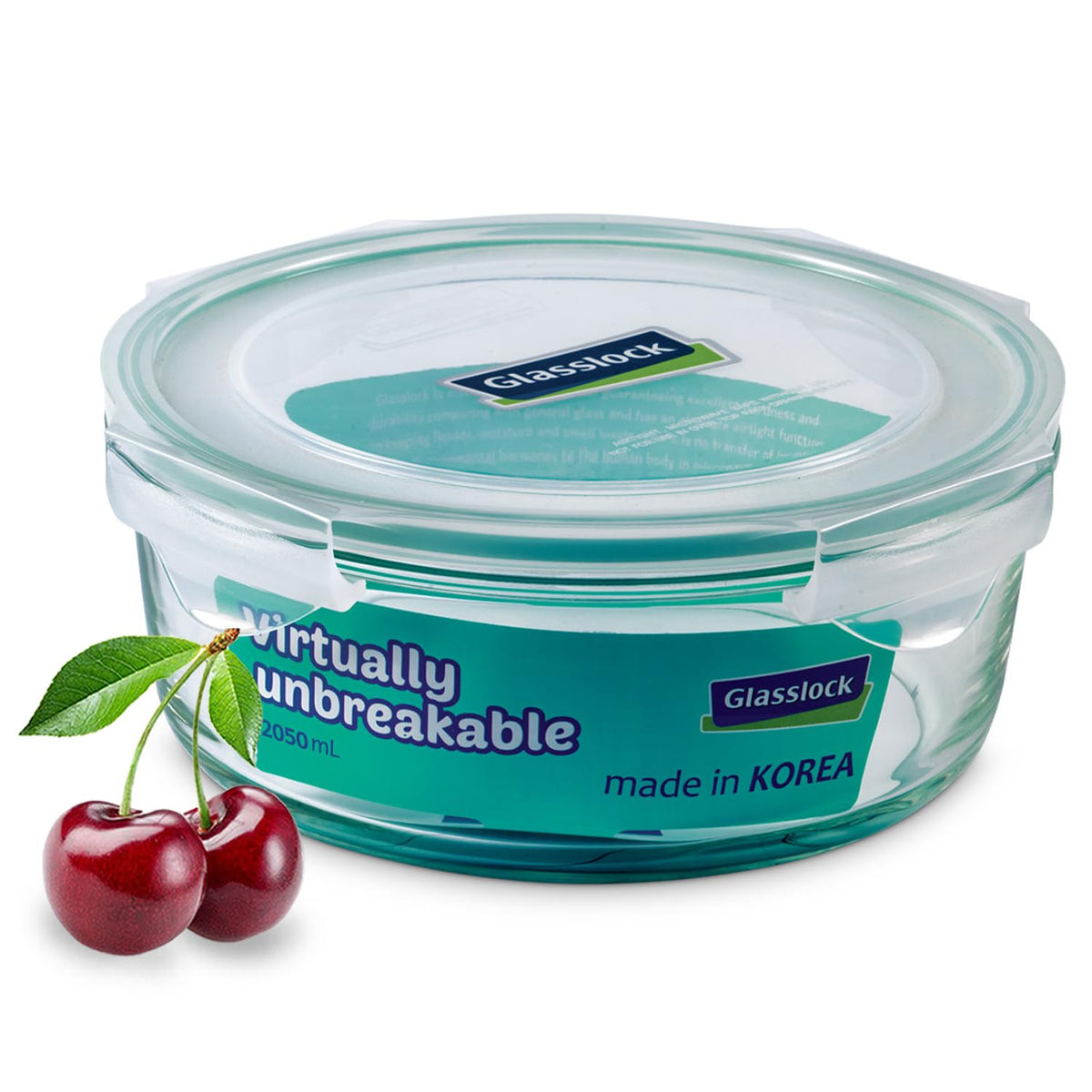 Glasslock Round Glass Storage Container — Airtight, 720ml to 2L