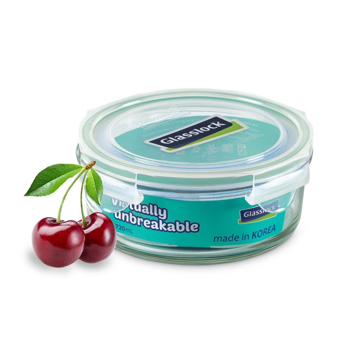 Glasslock Round Glass Storage Container — Airtight, 720ml to 2L