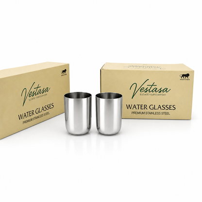 Vestasa Royal Stainless Steel Drinking Glasses, Pack of 6