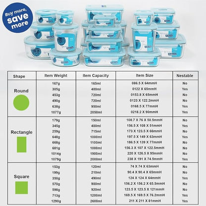 Glasslock Rectangle Glass Storage Container — Airtight, 715ml to 2L
